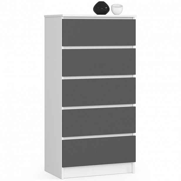 RAUMHIRSCH FURNITURE KOMODA bílá, grafitově šedá 121/60/40