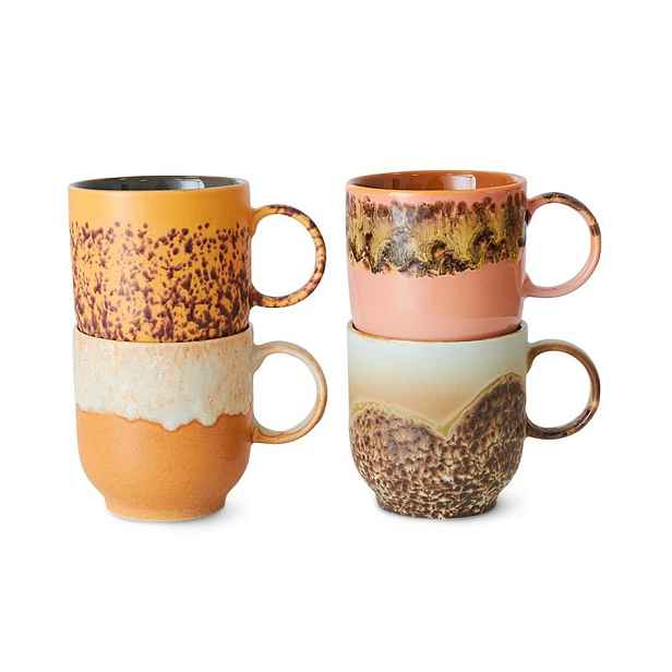 Set 4ks hrnek Coffee 70s Lush - 10*7*8cm / 250 ml  HKLIVING