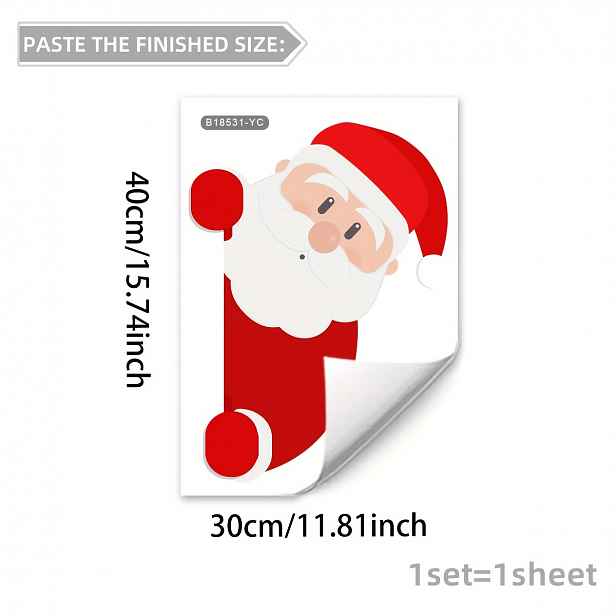 TEMU Nový styl samolepky na zeď Santa Claus do ložnice obývacího pokoje, ideální pro vánoční dekoraci, samolepicí papír B18531