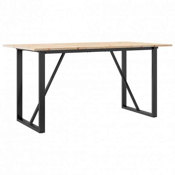 vidaXL Jídelní stůl s O rámem 160 x 80 x 75 cm borové dřevo a ocel