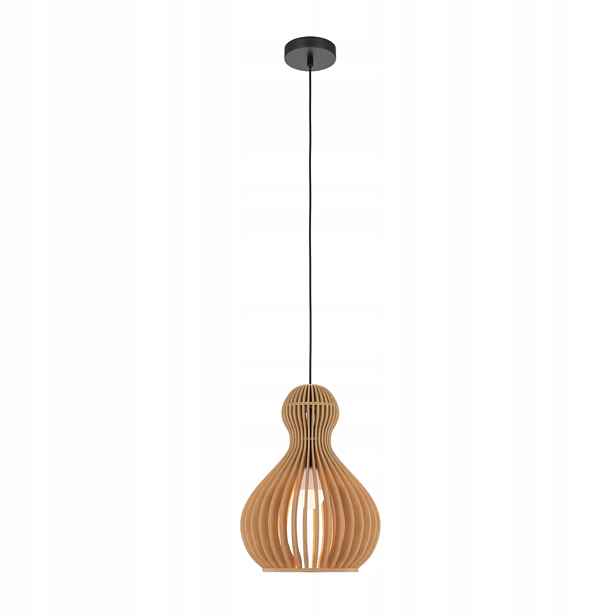 Dekorativní závěsná lampa kulatá černá s dřevěným stínítkem Ø30 cm Maytoni
