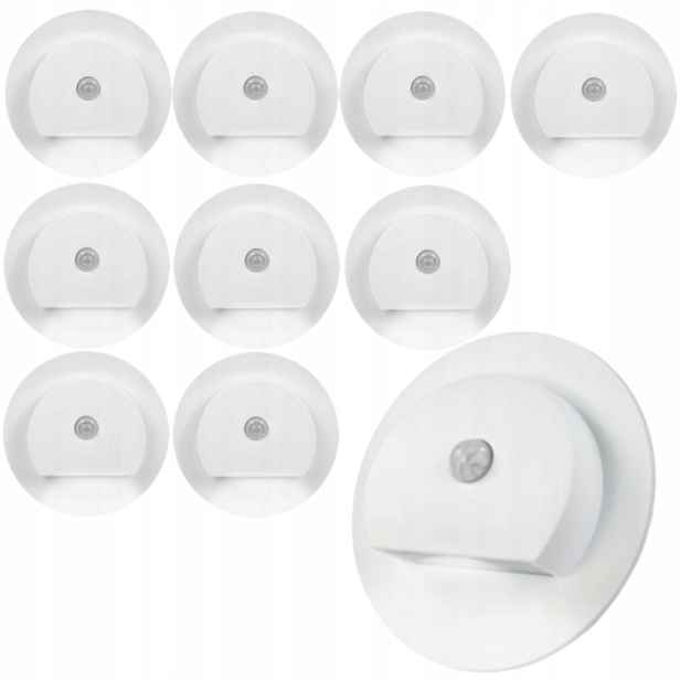 10 X Schodišťová Lampa Bílá Led 230V Senzor Pohybu Soumraku Neutrální Barva