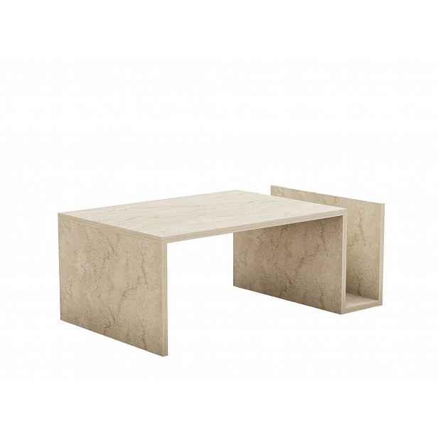 Konferenční stolek NUVAREK, travertine/béžová
