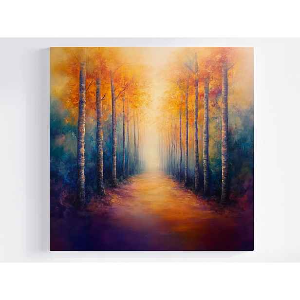 Obraz Na Plátně Canvas Venkovní Podzimní Stromy Cesta Stezka Procházka 50x50