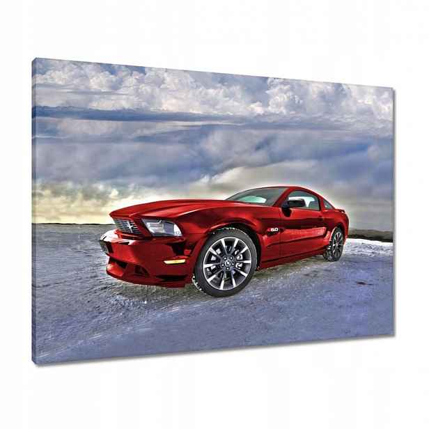 Obrazy 80x60 Červený Mustang Sníh