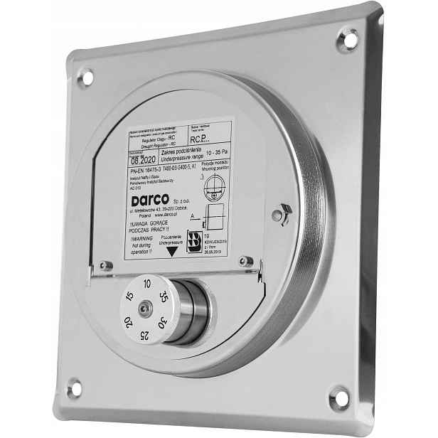 Regulátor stabilizátoru komínového tahu Rcp-ch 140 x 140 Darco nerezový