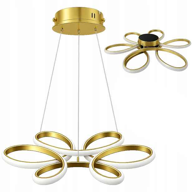 Stropní Svítidlo Zlatá Závěsná Led Lustr Loft 60 CM Do Obývacího Pokoje Teplá Barva