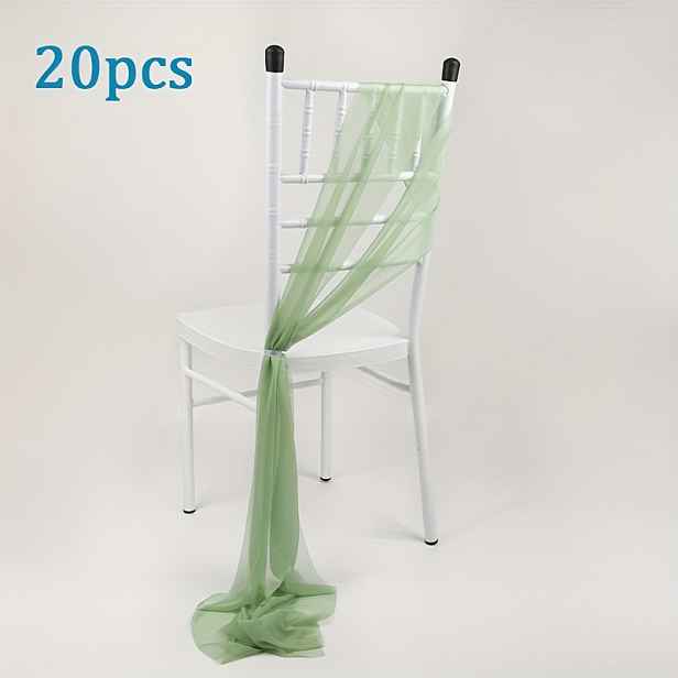 TEMU 20 ks stuh na židle 20x275 cm dlouhé svatební potahy šedozelené růžové pásky dekorace pro uličku, bankety a oslavy Baby Shower