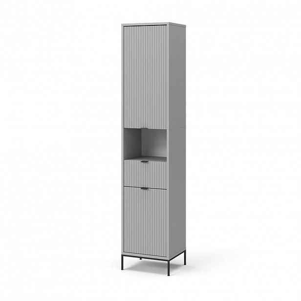 Vicco KOUPELNOVÁ SKŘÍŇKA Eliza Šedá 40 x 190 cm s dvířky a zásuvkou
