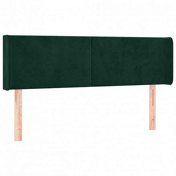vidaXL Čelo postele typu ušák tmavě zelená 147x16x78/88 cm samet