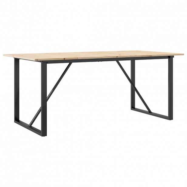 vidaXL Jídelní stůl s O rámem 180 x 90 x 75 cm borové dřevo a ocel