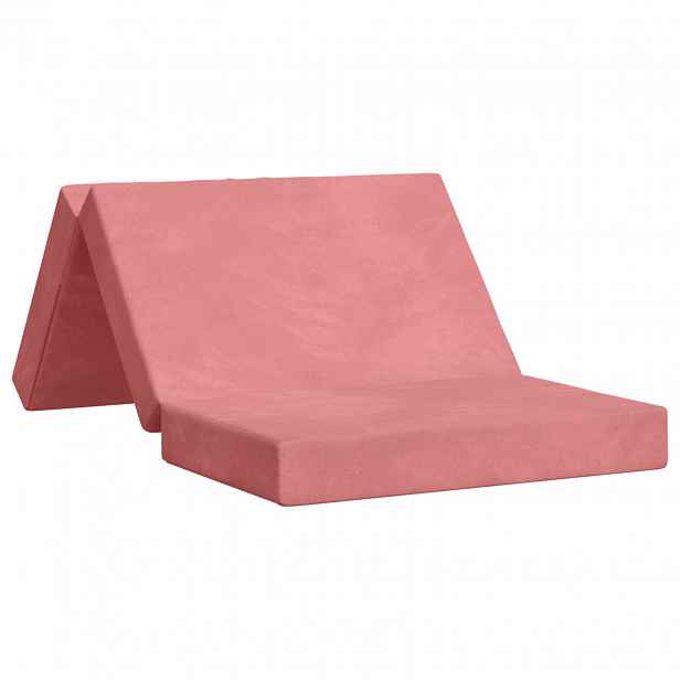 vidaXL Skládací pohovka postel 200 x 80 x 15 cm Růžová