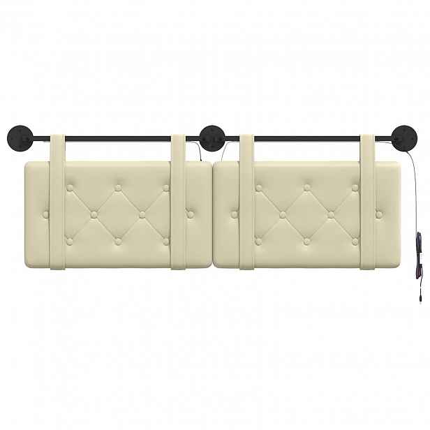 vidaXL Závěsné čelo postele S LED osvětlením Krémová Umělá kůže