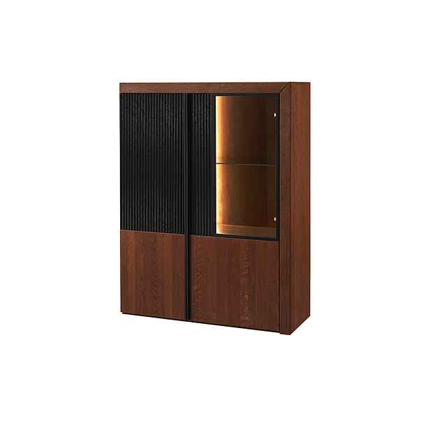 Szynaka Vitrína Paris II 15 106 cm z masivu s LED osvětlením dub antický/černá