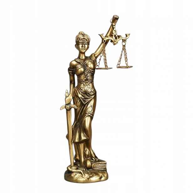 Temida, bohyně spravedlnosti Dikom Justica, soška z pryskyřice, 20,5 cm, Zlatá