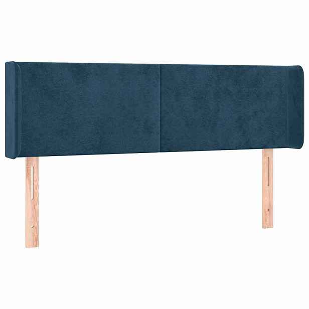 vidaXL Čelo postele typu ušák tmavě modrá 147x16x78/88 cm samet