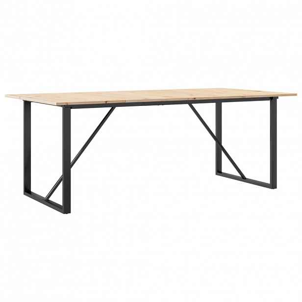 vidaXL Jídelní stůl s O rámem 200 x 100 x 75 cm borové dřevo a ocel