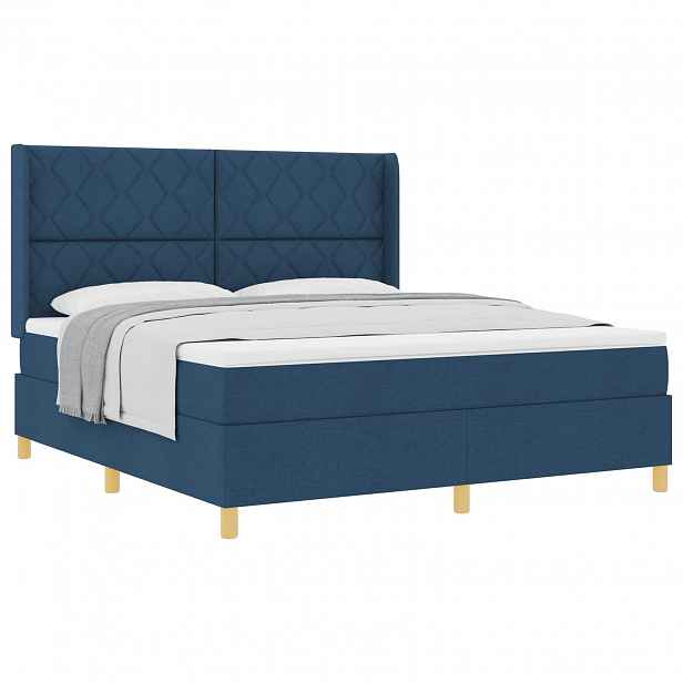 vidaXL Postel s boxspringem s čelo Modrá 180 x 200 cm textil