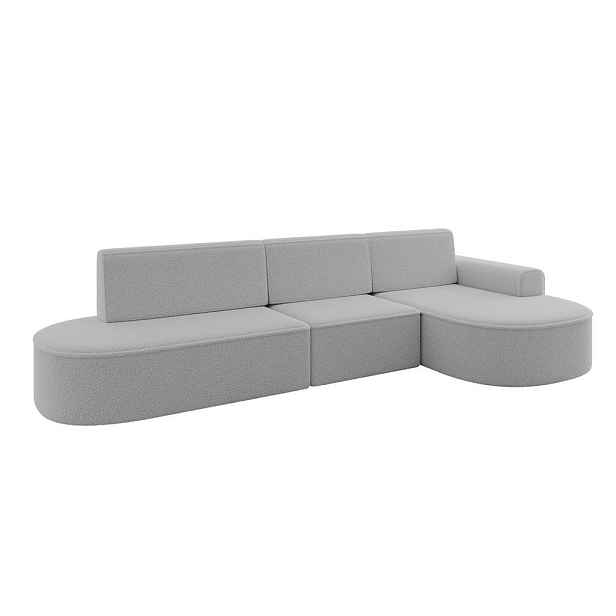 ALTDECOR ROHOVÁ SEDAČKA s funkcí spaní a otomanem, pravá MARI-L2-S 368x167x85 Světle šedá Buklé
