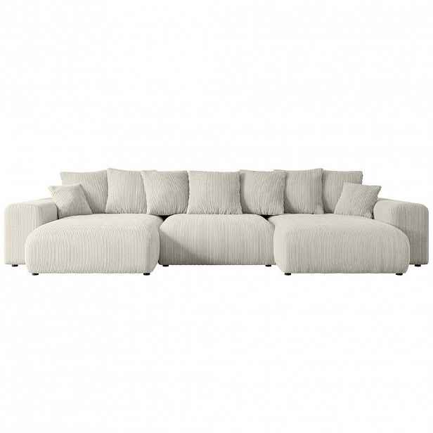ALTDECOR SEDACÍ SOUPRAVA s funkcí lůžka ESKAR-U – 364 x 176 x 72 cm, krémový manšestr