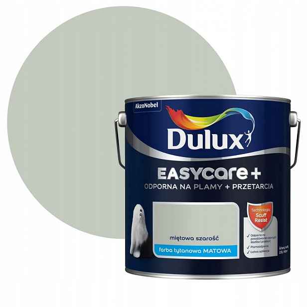 Dulux EasyCare Plus Barva Odolná Proti DRHnutí Mátová Šedá 2,5L