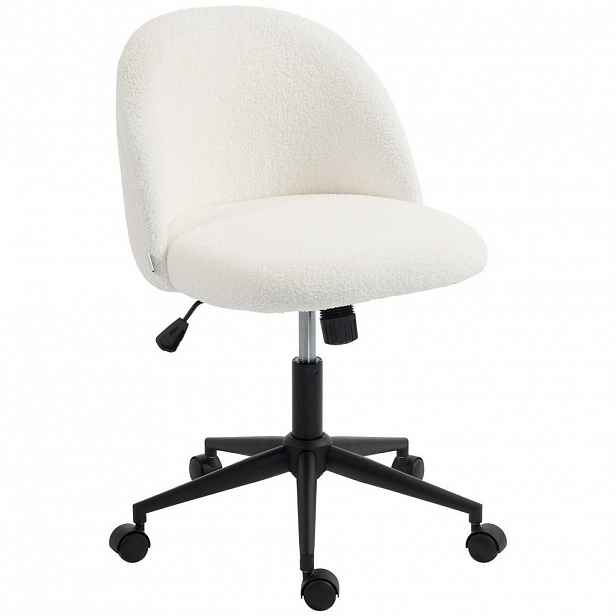 HOMCOM KANCELÁŘSKÁ židle z plyšového fleecu (100% polyester), krémově bílá