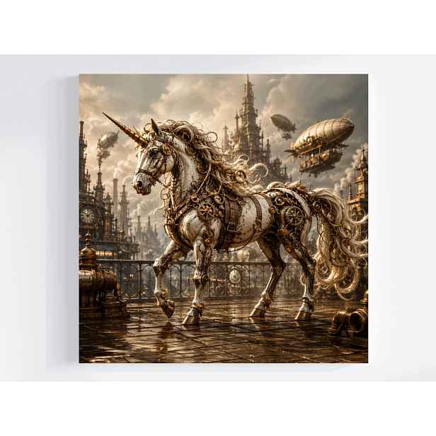 Obraz Na Plátně Canvas Kůň Jednorožec Steampunk Retrofuturismus Loft 50x50