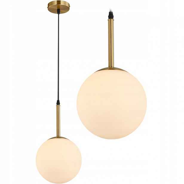 Závěsná Stropní Lampa Skleněná Bílá Mléčná Zlatá