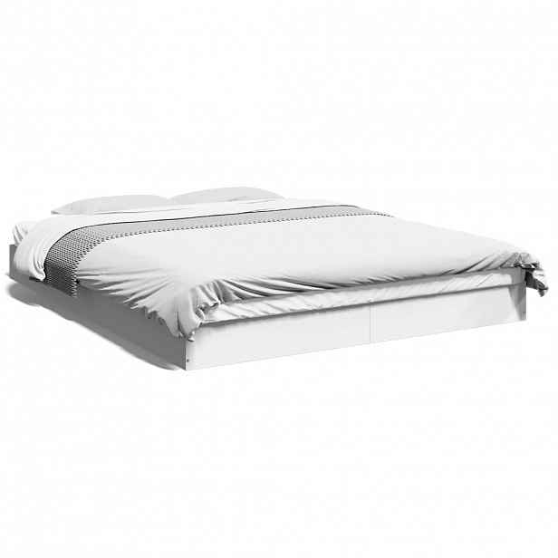 vidaXL Rám postele bez matrace bílý 160x200cm Dřevěné konstrukce