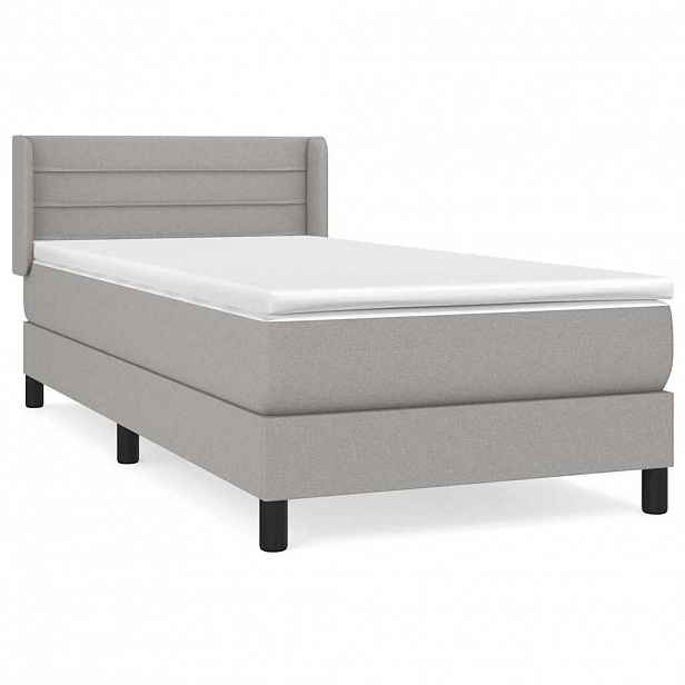 vidaXL Box spring postel s matrací světle šedá 90x190 cm textil