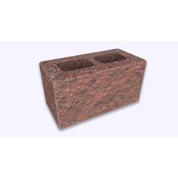 Tvárnice plotová štípaná CS Blok 20 červená 200×400×200 mm