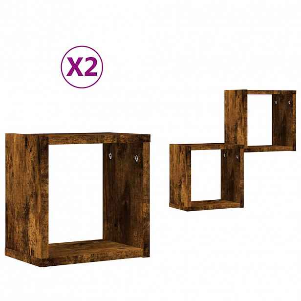 vidaXL Nástěnné poličky 2 ks Kouřový dub 26 x 15 x 26 cm