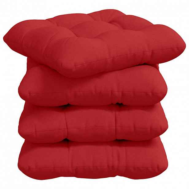 vidaXL Polštáře na sedadla 4 ks Textil Červená 40 x 40 x 12 cm