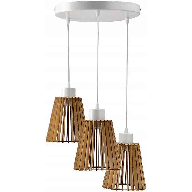 Závěsné Stropní Svítidlo Berge 3x E27 Dřevěné Černé Světlé Dřevo Loft