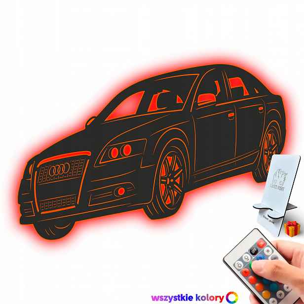 Dřevěný 3D obraz Audi a6c6 Nástěnná Dekorace Dárek Noční Lampa Led XL