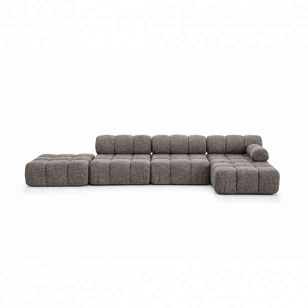 Kaiser Möbel ROHOVÁ SEDAČKA ve tvaru L XL, tkanina Bouclé Abriamo, Hnědá, Pravá strana, Selia L XL