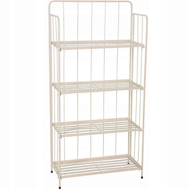 Regál Květinový Béžový Kovový 4 Police Skládací 58 x 27 x 118 CM Do Interiéru