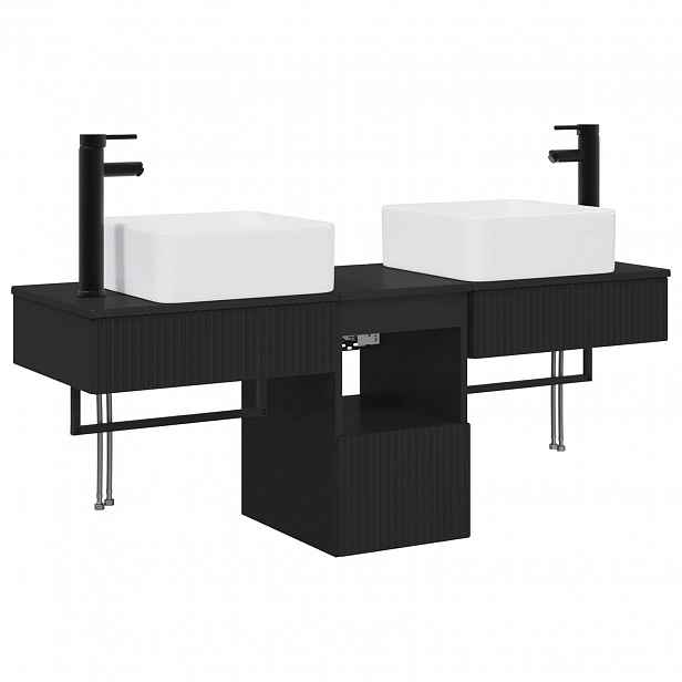 vidaXL Sada koupelnových skříněk 3 ks Černá 136 x 35 x 80 cm