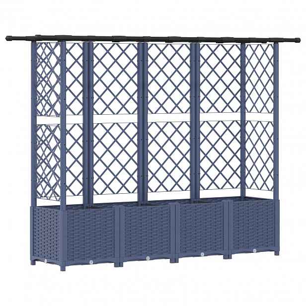 vidaXL Vyvýšený záhon s treláží a střechou Šedá 202 x 40 x 136 cm PP