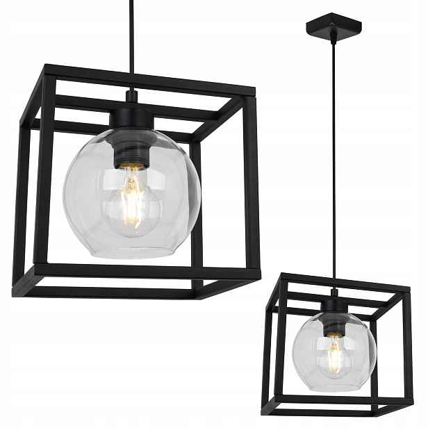 Závěsné Stropní Svítidlo Lustr Jedna Klec Elegantní Skleněná Koule
