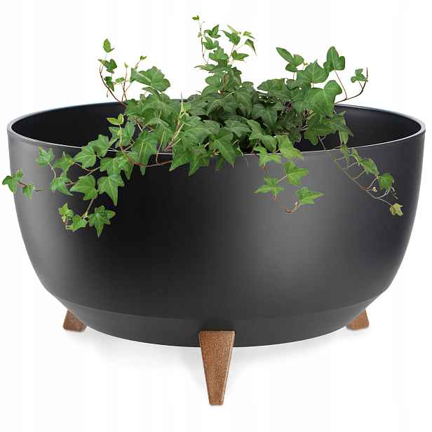 Květináč Květináč 47 cm Obal S Vložkou Nohy Květinový Černý