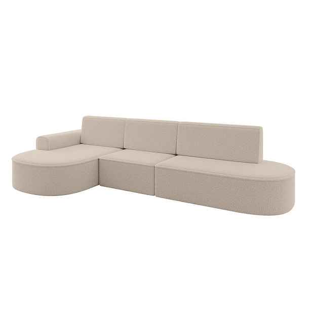 ALTDECOR ROHOVÁ SEDAČKA s funkcí spaní a otomanem, levá MARI-L2-S 368x167x85 Tmavě béžová Buklé