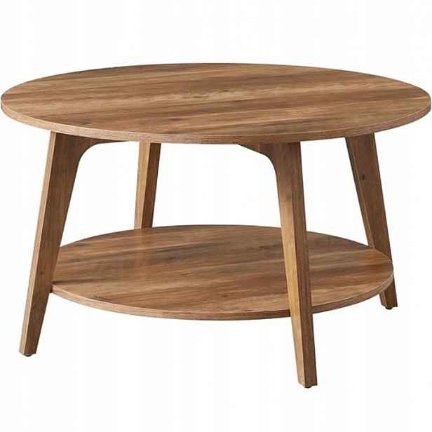 Konferenční Stolek Nordic Kulatý 80 CM, Dvouúrovňový, Hnědý