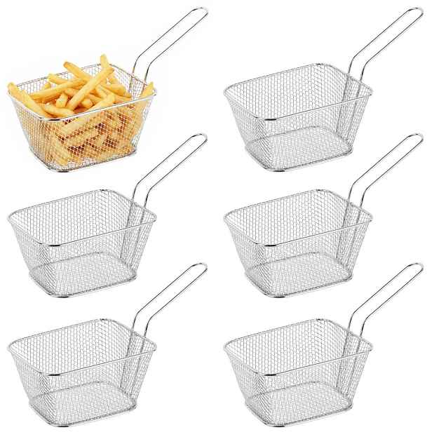 Nerezový servírovací košík na hranolky 14x7x10,5cm, 6ks, EXCELLENT HOUSEWARE 340880