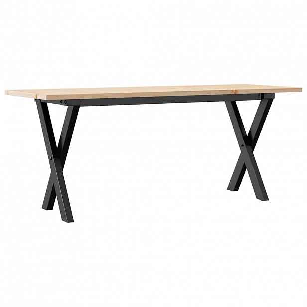vidaXL Konferenční stolek s X rámem 110x40x45 cm borové dřevo a ocel