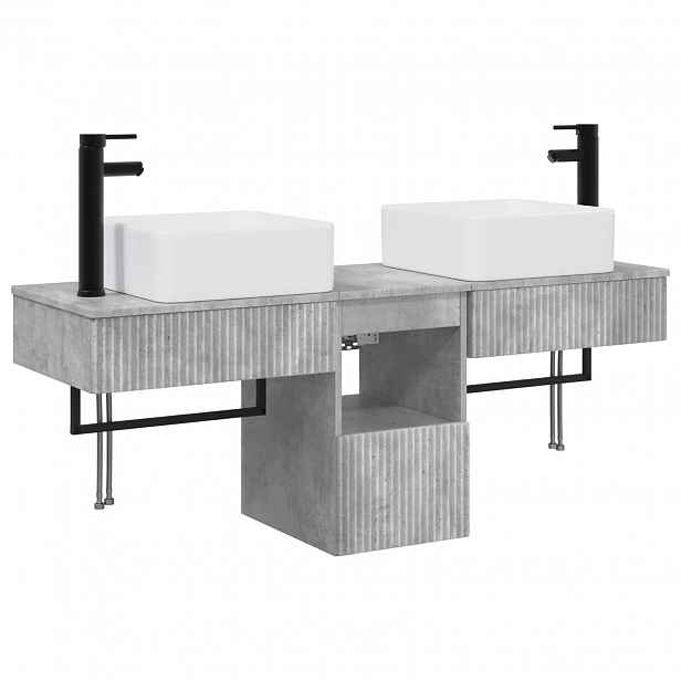 vidaXL Sada koupelnových skříněk 3 ks Betonově šedá 136 x 35 x 80 cm