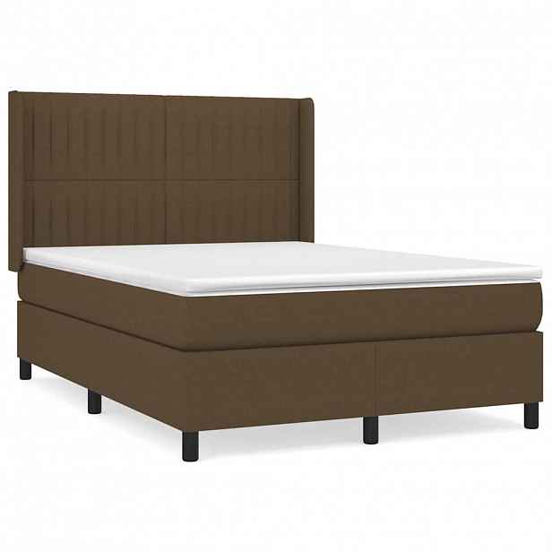 vidaXL Box spring postel s matrací tmavě hnědá 140x190 cm textil