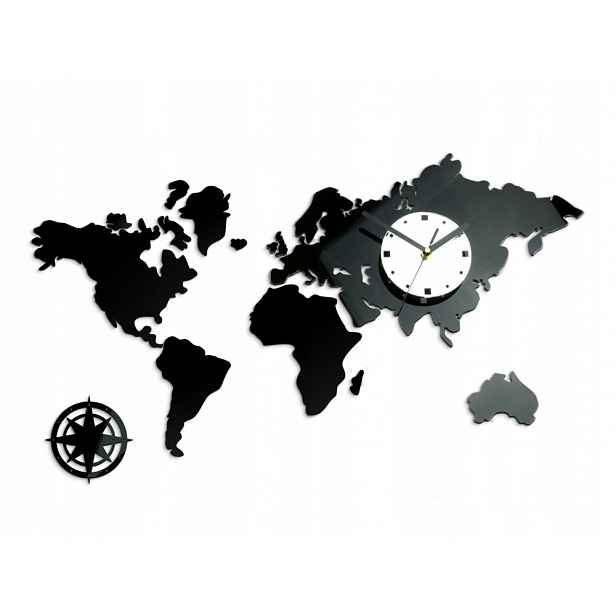 Nástěnné hodiny Mapa světa Akrylový nalepovací kompas do obývacího pokoje Velký loft