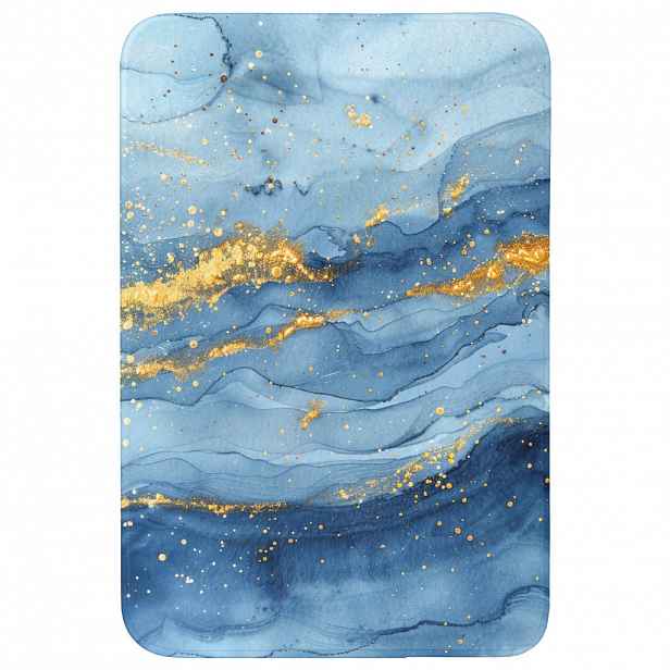 OnlyWow WC PŘEDLOŽKA Akvarel - modrá - umění - zlatá - luxusní - moderní 60x90 cm
