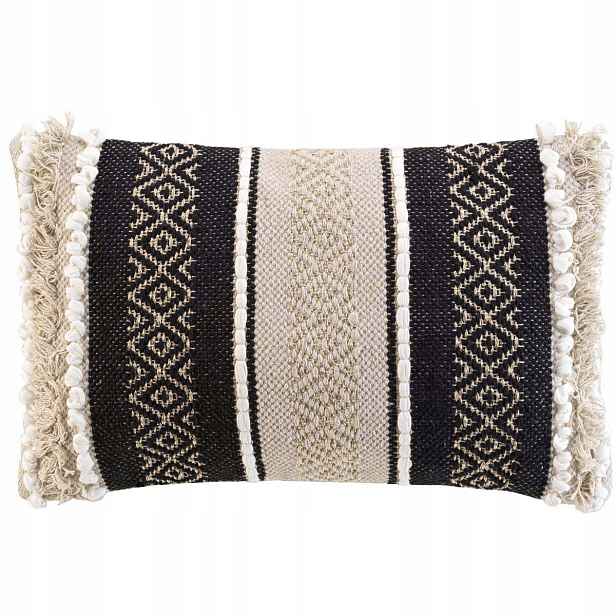 Polštář Černá Boho 50 x 30 cm, béžová